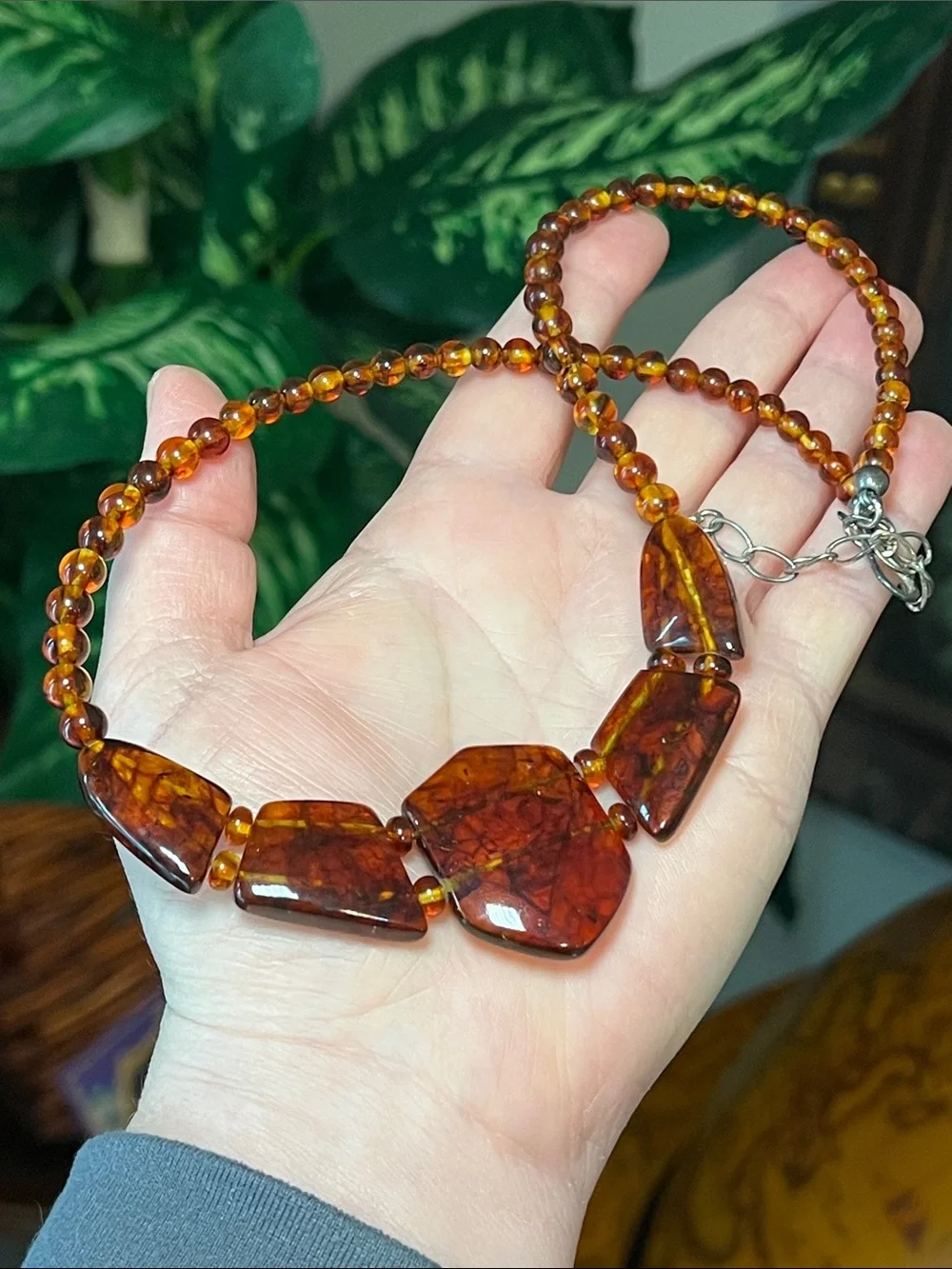 Southwestern Jay King Genuine Baltic Amber Sterling Silver Statement Necklace